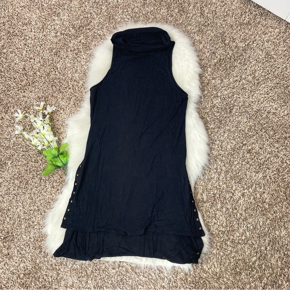Rock & Republic Sleeveless Pullover Knit Tunic Top BLACK TIE Women's Sma…